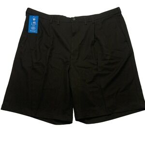 NWT Haggar Cool 18 Pro Gabardine Expandable Waist Shorts 50W Big Tall Black $60